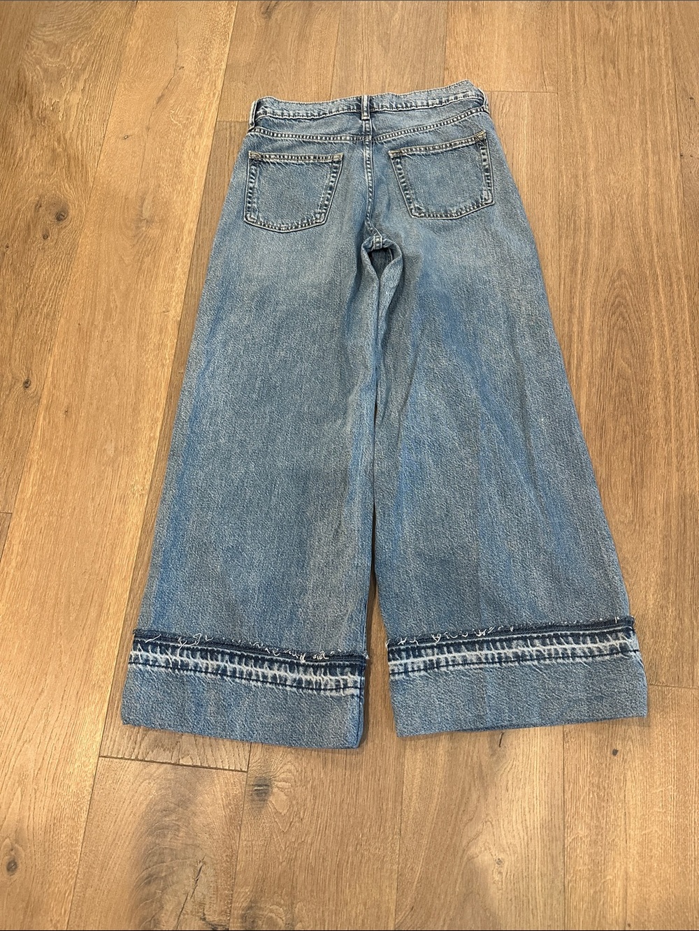 GAP Light Blue Baggy Mid Rise Wide-Leg with Cuffed Hem - Picture 3 of 3